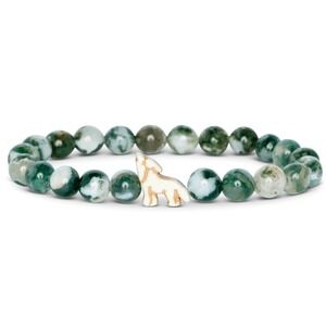 Fahlo Woodland Green Stone‎ Beaded The Scout Wolf Tracking Stretch Bracelet